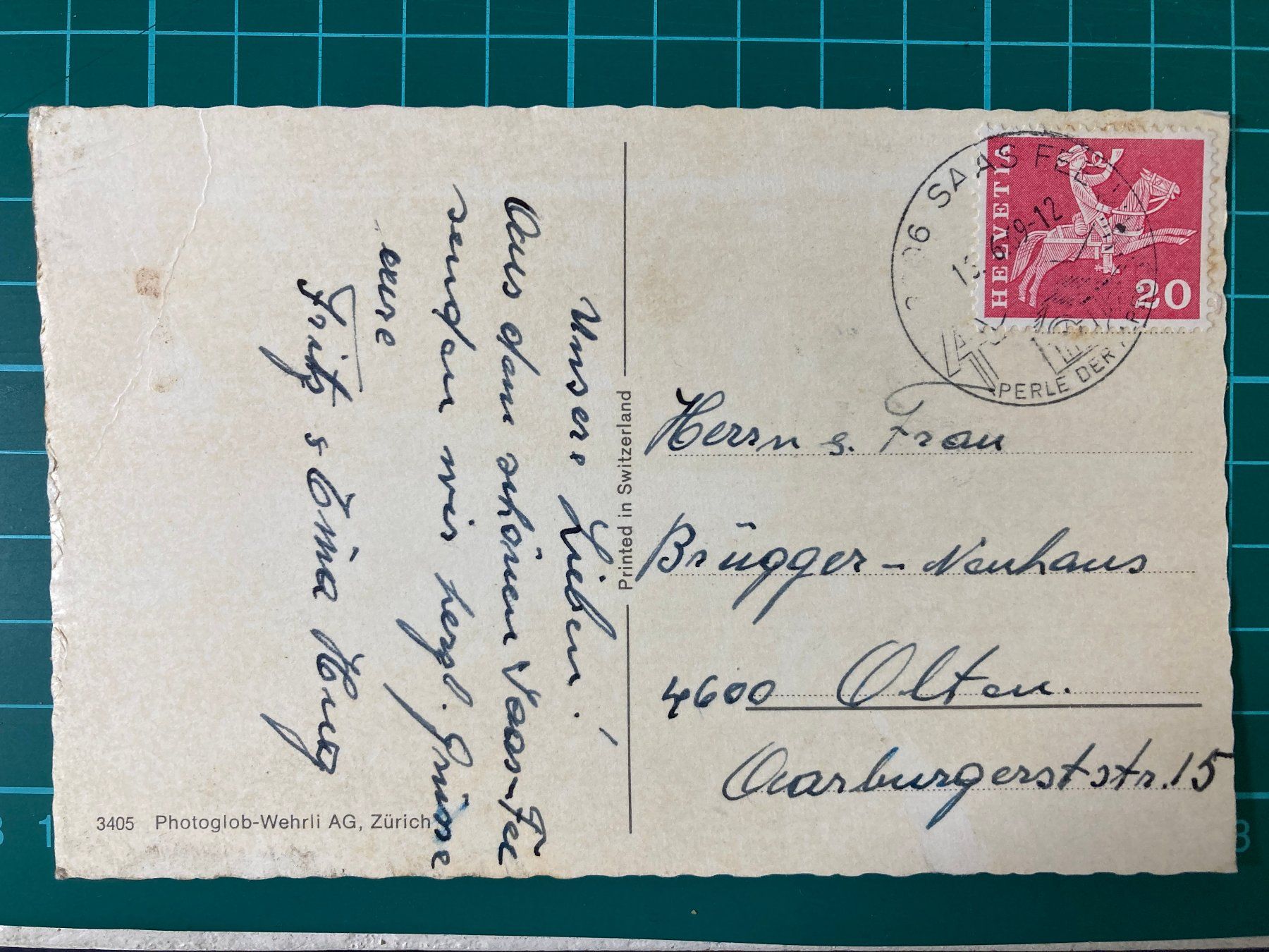 Ansichtskarten: Saas-Fee, 1969 – Gebraucht aus Lenzburg von fh1 1