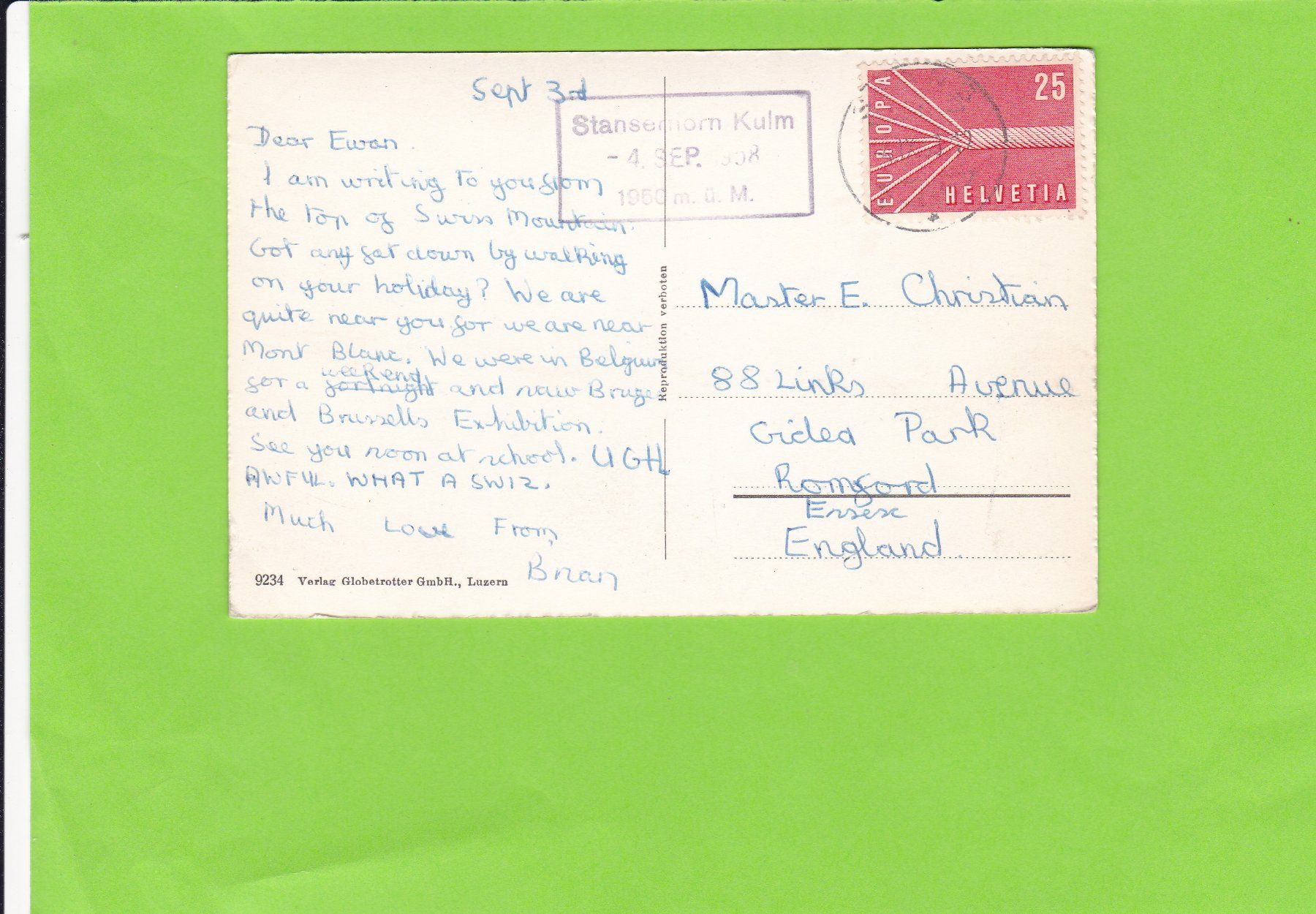 Cartoline postali: Stanserhorn mit Berner Alpen – Usato da St. Peterzell venduto da neckertal 1