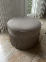 Trendiger Pouf Sitzhocker mit Fransen grau