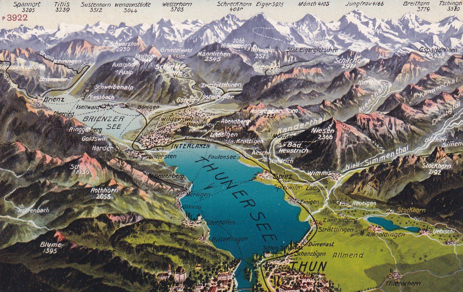 Ansichtskarten: Thuner See Thun Panorama – Gebraucht aus Cormoret von Pascalll2001