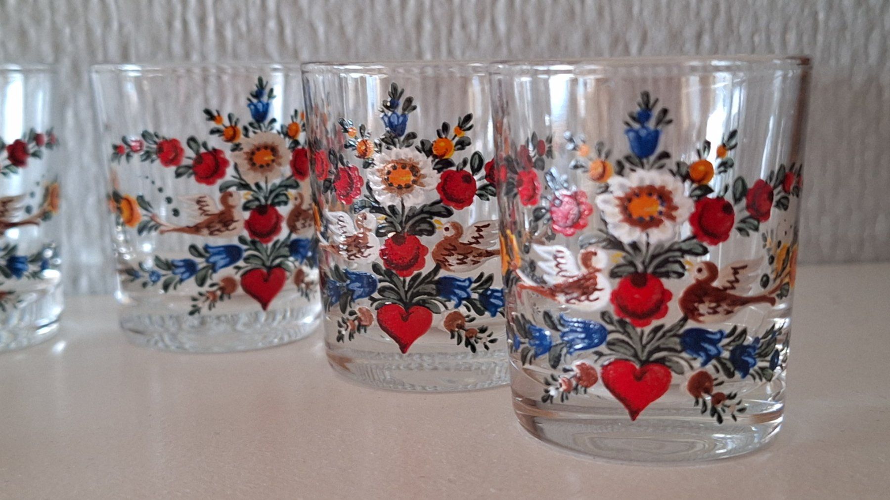 Bicchieri: 6 Vintage Schnapsgläschen  mit Blumenmuster – Usato da Dornach venduto da majo8689 2