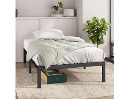 Bettgestell 90x200 mit Metall Lattenrost, Bett schwarz