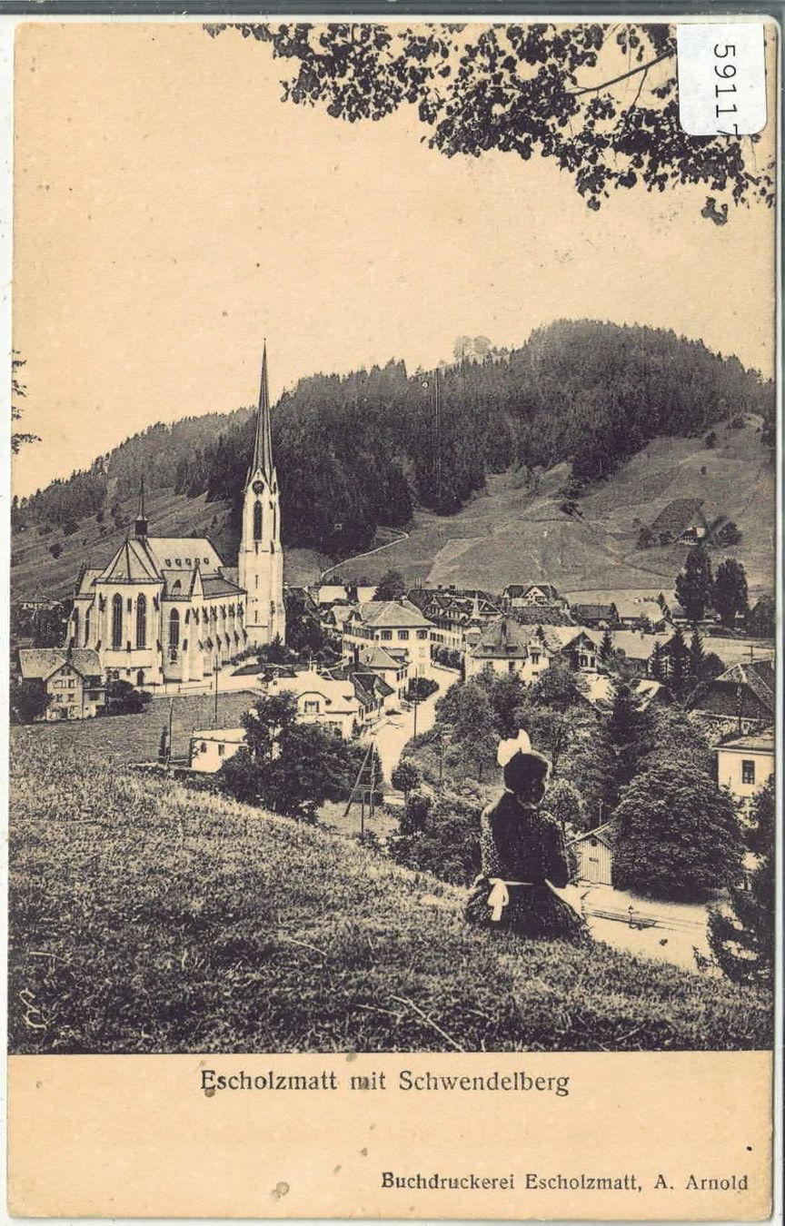 Cartoline postali: Escholzmatt mit Schwendelberg - animee – Usato da Ettingen venduto da Kartenplanet