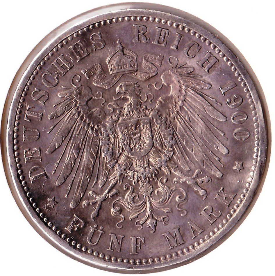 Tutti le monete: DEUTSCHLAND 5 MARK 1900 TOP 25 gr SILVER !!! – Usato da Aurigeno venduto da SCS 1