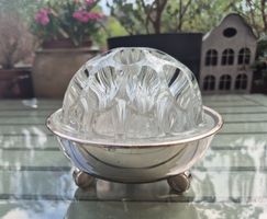 Vintage Blumenschale/Blumenstecker Glas & Silber, Wolff