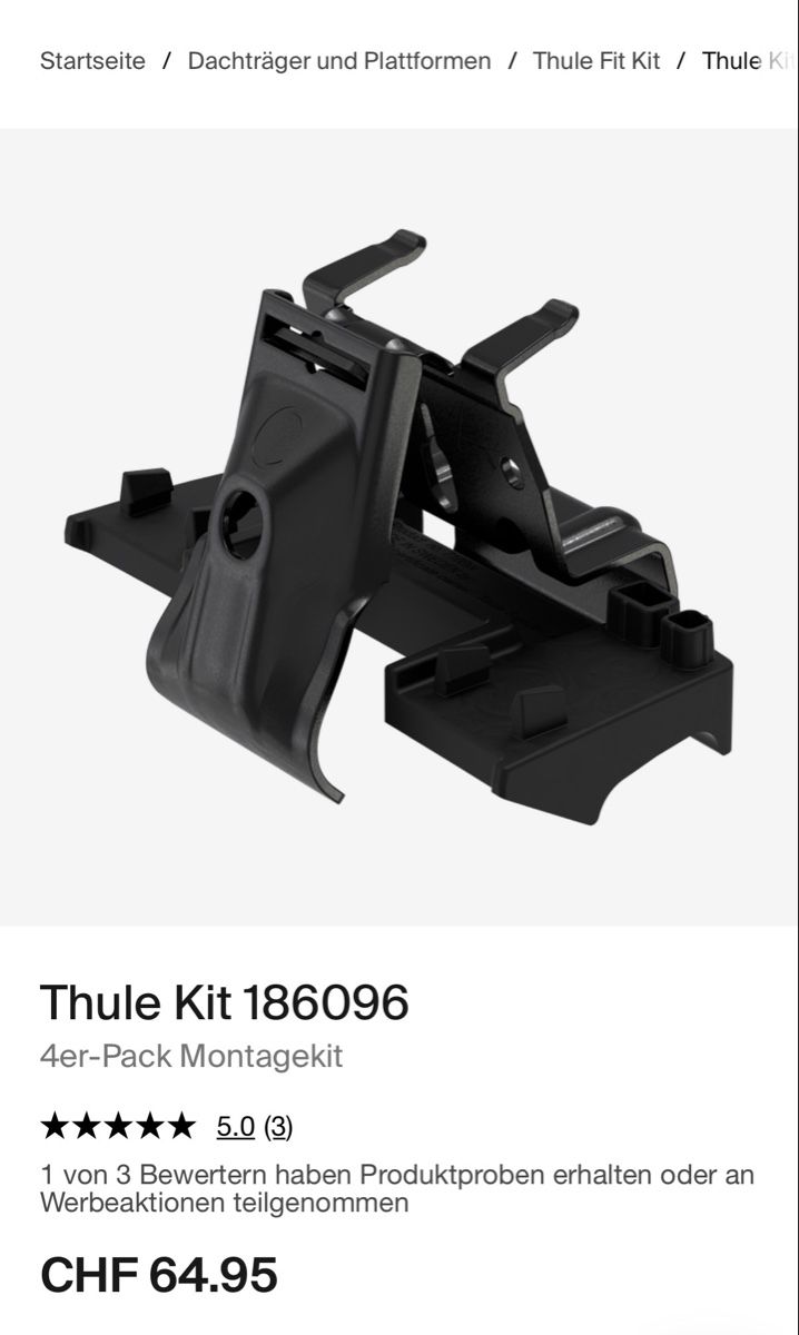 Thule Supporti a parete: Thule Montagekit 186096 Neu – Nuovo e nell'imballaggio originale da Zürich venduto da seniormonk