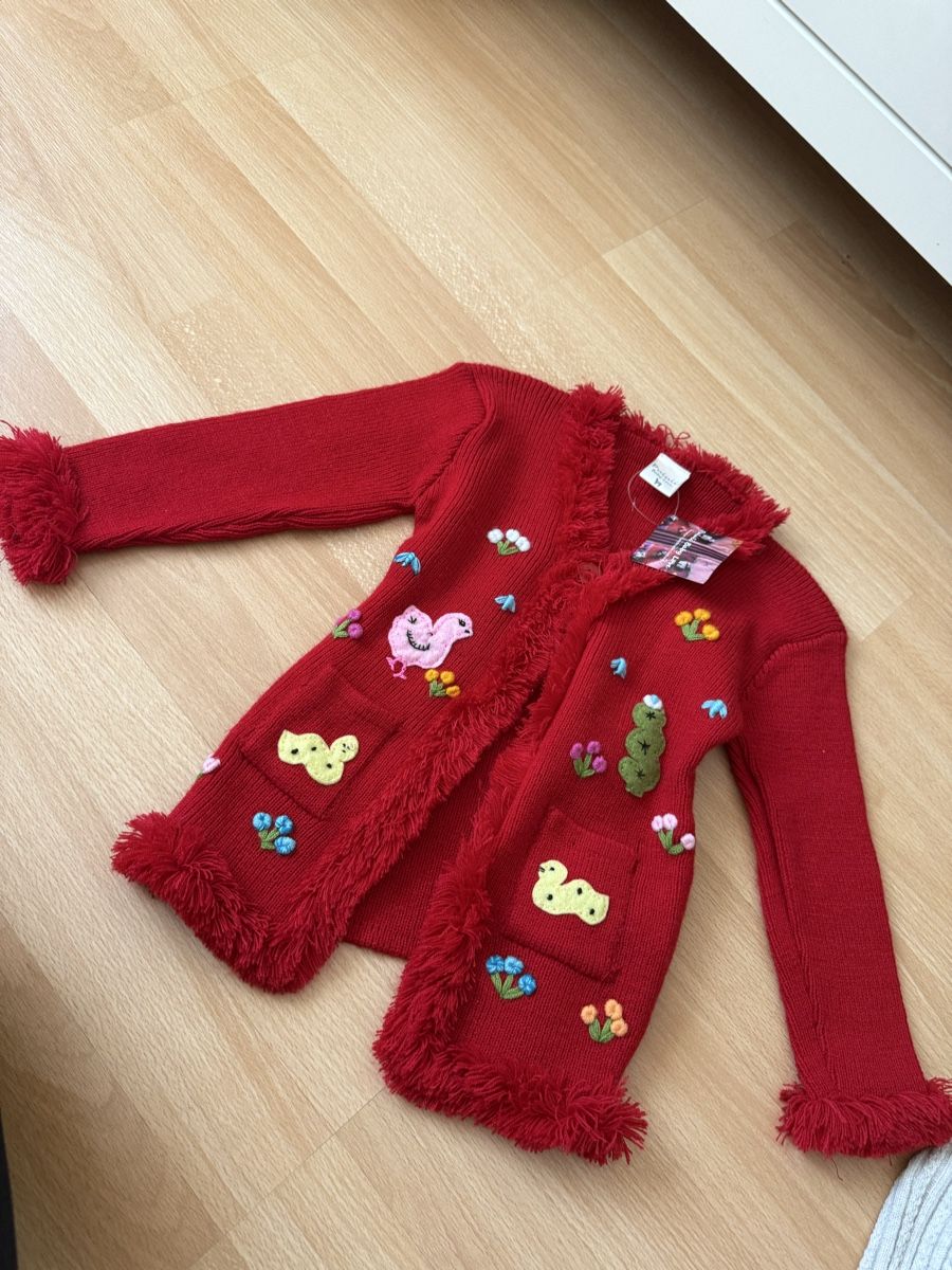 Maglioni & Felpe: Red Knitted Cardigan , handmade – Nuovo e nell'imballaggio originale da Ueberstorf venduto da man_p2fy