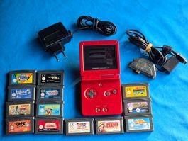 Nintendo Game Boy Advance SP Swiss Edition rouge avec jeux