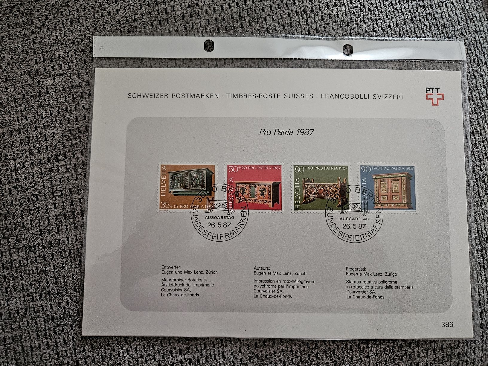 Tutti i francobolli: Schweizer Postmarken Helvetia Pro Patria 1987 – Nuovo e nell'imballaggio originale da Chur venduto da Kohla1980 3