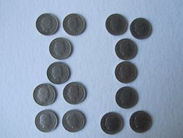20 Rappen Schweiz, 1950 - 1959, Lot 15 Stk.