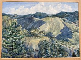 M. Kumar aquarelle Simla 1947 India