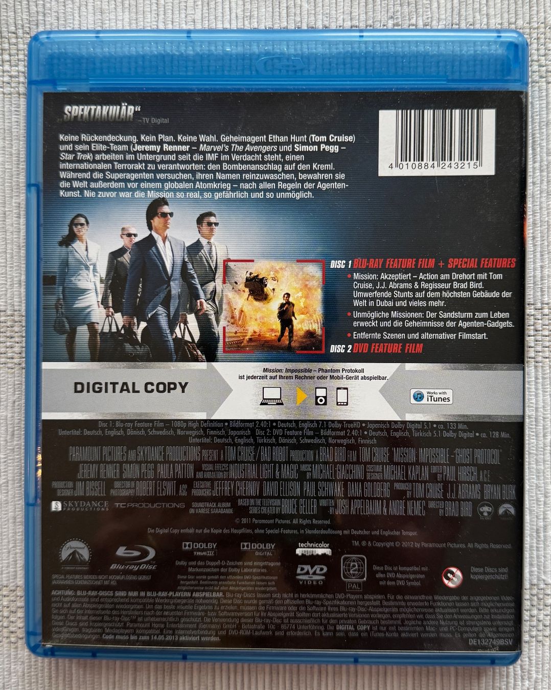 Tutti i DVDs: Mission: Impossible 4 - Phantom Protokoll [Blu-ray] – Usato da Arbon venduto da drs64 1