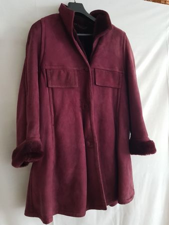 manteau dame mouton retourné bordeau