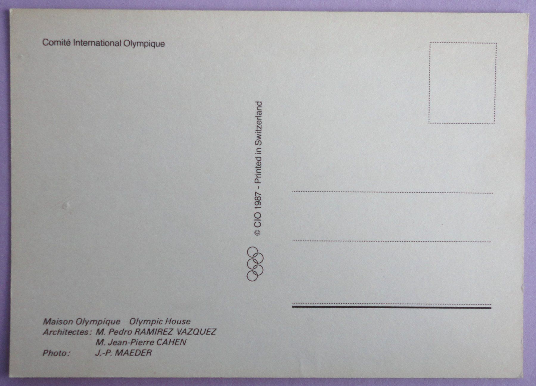 Cartoline postali: Lausanne - Maison Olympique – Usato da Fétigny venduto da Billy2miny 1