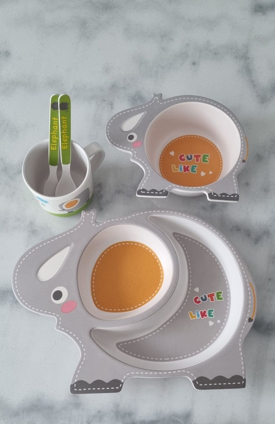 Set di piatti: KINDER GESCHIRR-SET Eco Bambo " ELEPHANT " – Nuovo e nell'imballaggio originale da Stäfa venduto da BURG23 1