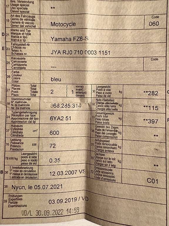 Strada: Yamaha FZ6-S – Usato da Cossonay-Ville venduto da lolita1977 4