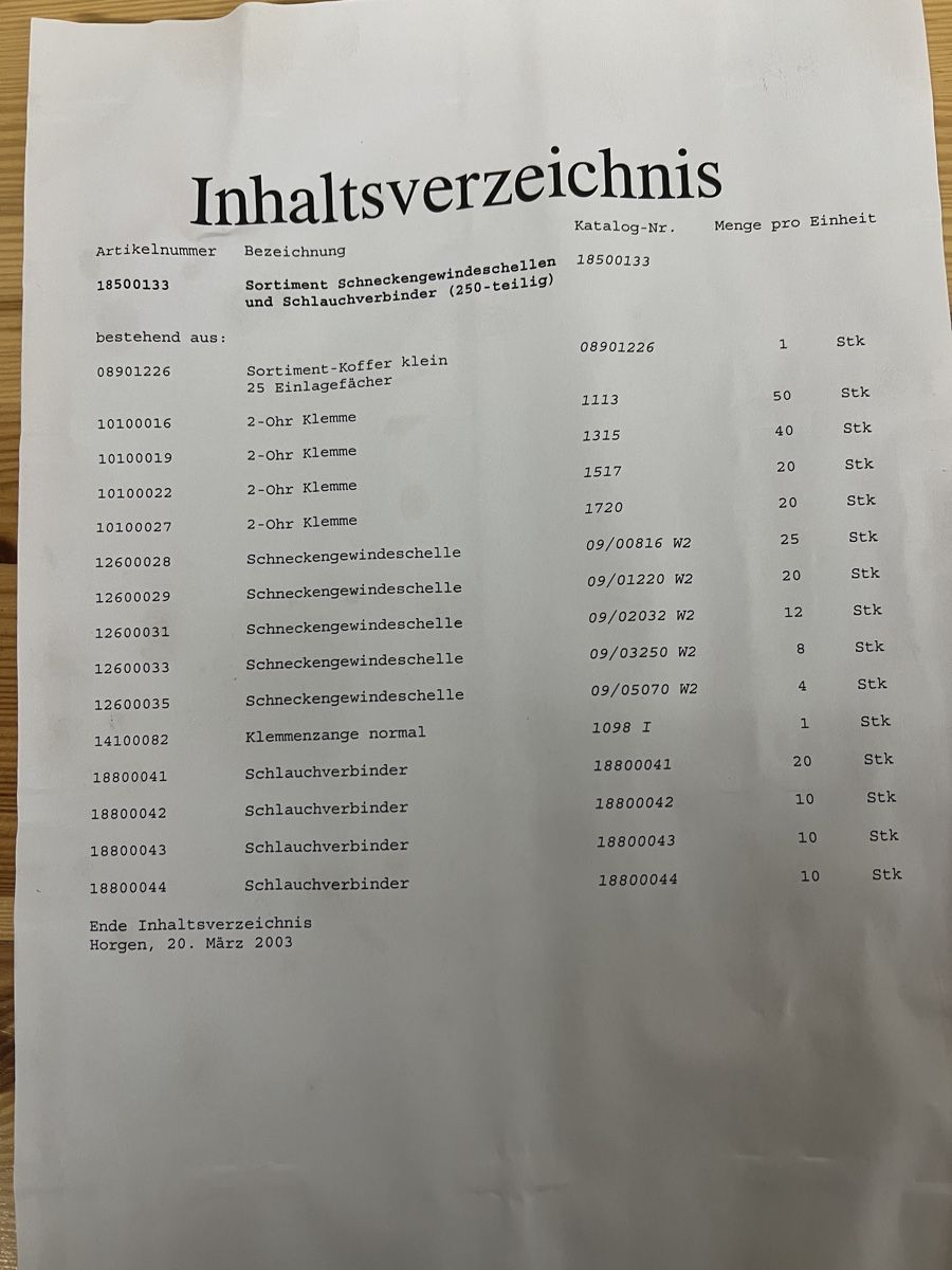 Tutti gli attrezzi: Schlauchschellenset 250-teilig im Koffer – Nuovo e nell'imballaggio originale da Zeiningen venduto da nic_2rmd 2