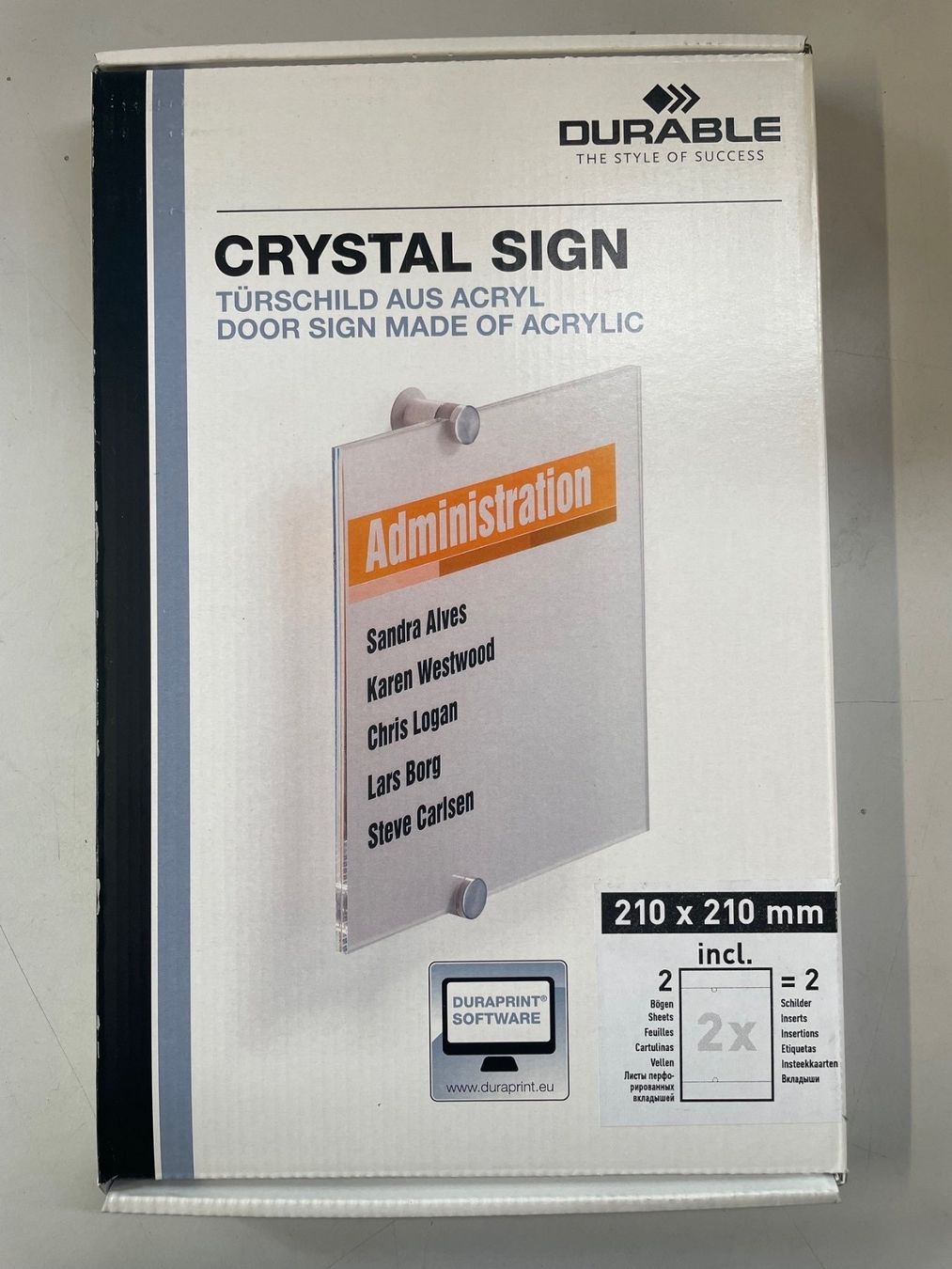 Schilder: Türschild aus Acrylglas Durable 210x210 – Neu und originalverpackt aus Uetendorf von PREBENA_AG