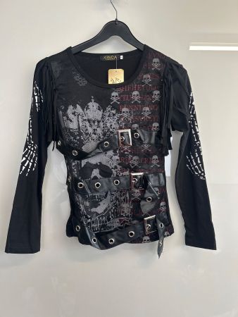 Totenkopf Shirt Langarm Gothic Punk Gr S NEU