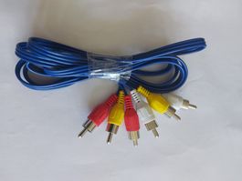 Cinch Kabel 3 auf 3 Stecker blau gebraucht funktional