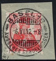 POKO-Perfin V/SK mit Klebestelle auf Briefstück, Vollstempel