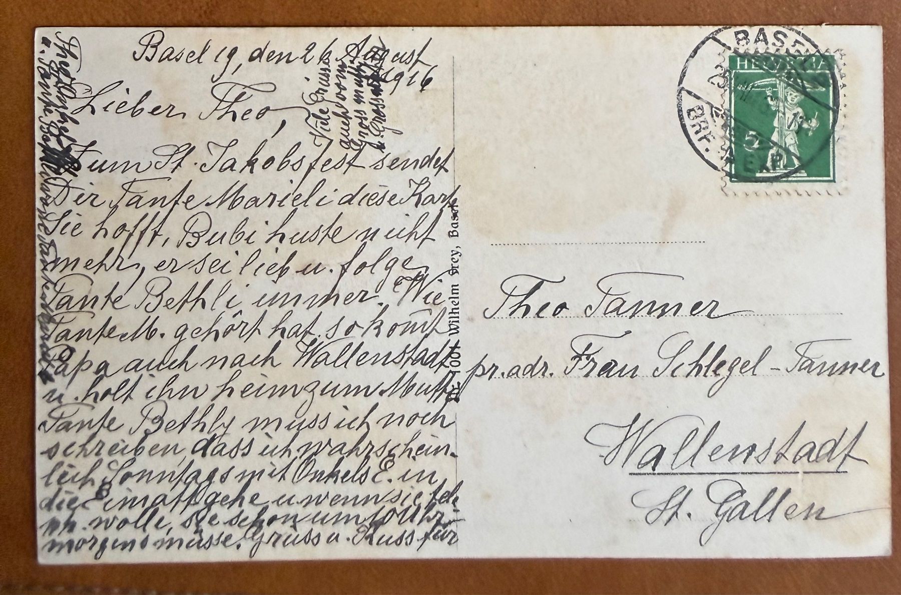 Cartoline postali: Basel - St. Jacobsdenkmal - 1916 – Usato da Lutry venduto da Ediego 1