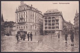 Luzern Hochwasser 1910, Schwanenplatz, ungelaufen