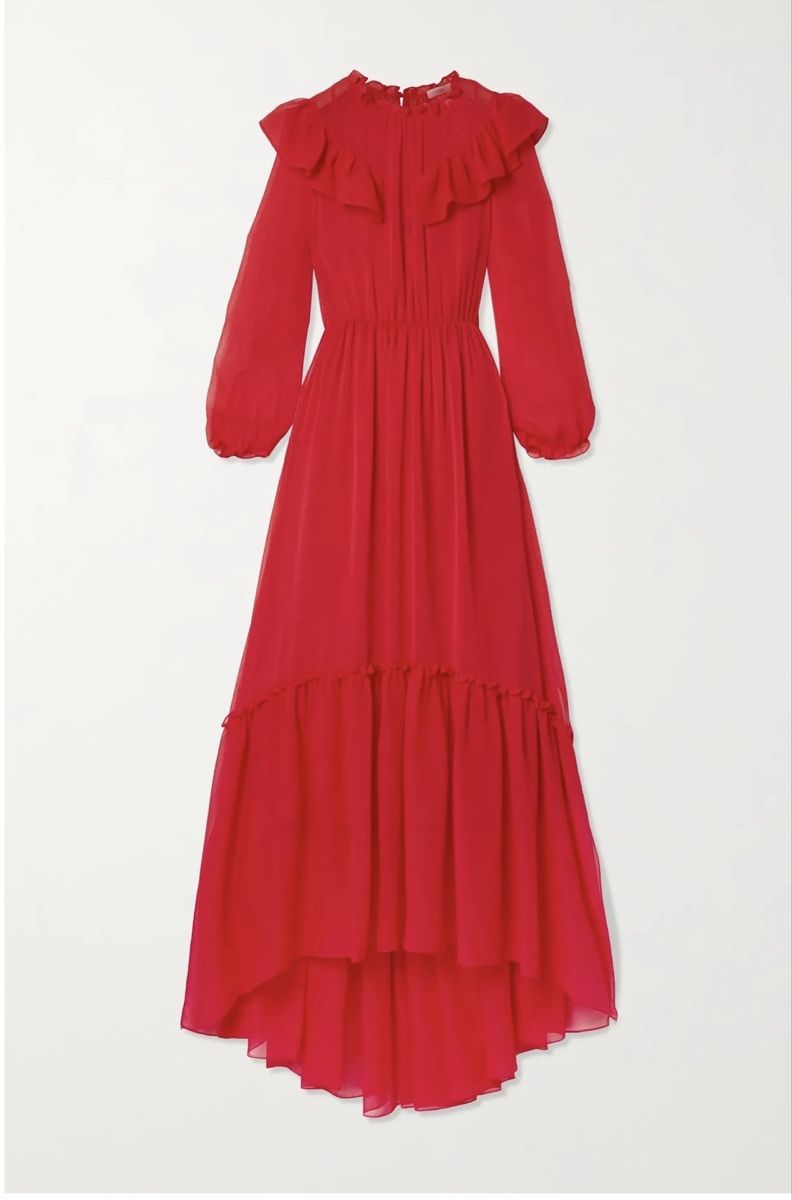 Maje Robes: Maje Red Chiffon Ruffle Maxi Dress 36 – Neuf avec emballage d'origine à Zürich par dan_ztl5
