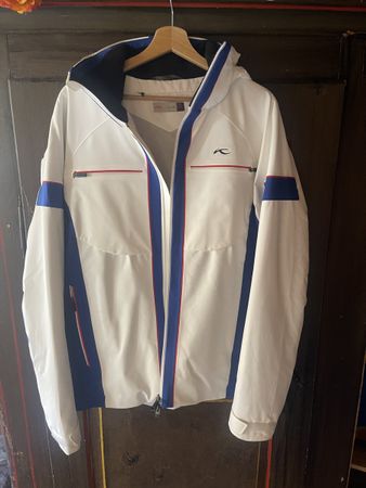 Skianzug KJUS weiss/blau Jacke Grösse M/50, Hose Grösse L/52