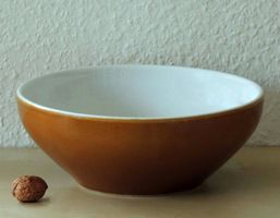 Saladier en porcelaine, brun et blanc, Rössler, 1950-1960s