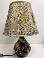 Vintage Tischlampe Keramik Handarbeit, Signiert, 21 cm
