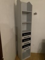 Hohes Regal mit Schubladen, Top Zustand, Grau/Schwarz