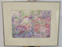 Bild mit Blumen lila/rosa