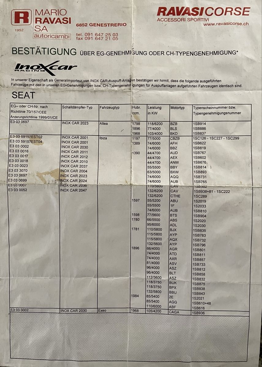 Seat Sistemi di scarico: Auspuff Seat – Usato da Horw venduto da fino6780 4