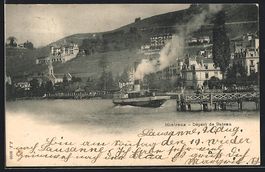 AK Montreux, Départ de Bateau, 1900