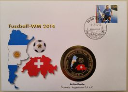 Fussball WM 2014 - 1 Münzbrief/1 Brief - CH - Argentinien