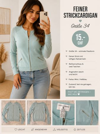 Rick Cardona Strickjacke mint Grösse 34 