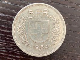 1 x 5 Franken Schweiz 1954 – zirkuliert