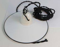 Vintage Emaille Lampe, Durchmesser 20 cm, mit neuem Kabel