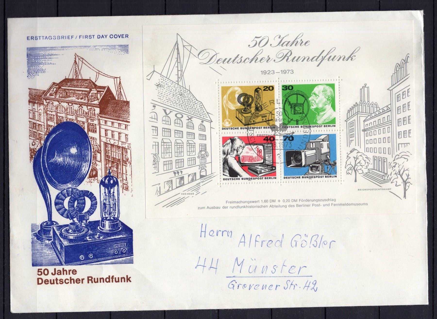 Alle Briefmarken: R6646  /  BERLIN FDC 1973 Bloc n° 4 – Gebraucht aus Ste-Croix von MONT-TAGNAC
