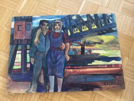 Gemälde CHW 60 Figurativ Paar am Hafen 
