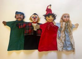 4 Handpuppen, Kasperlifiguren, Handarbeit