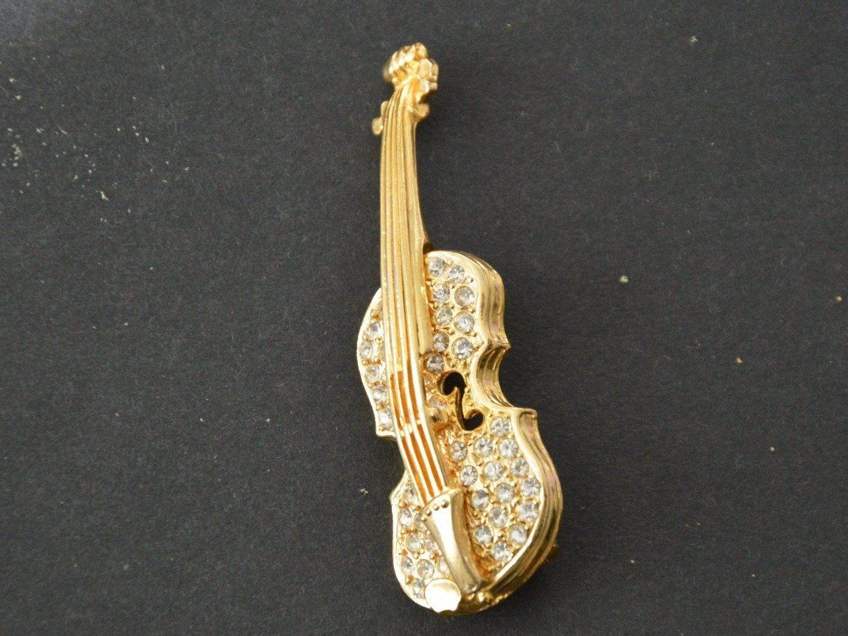 Broschen & Nadeln: Strass Brosche Geige Gold/uni – Neu (gemäss Beschreibung) aus Luzern von Jarunka44 2
