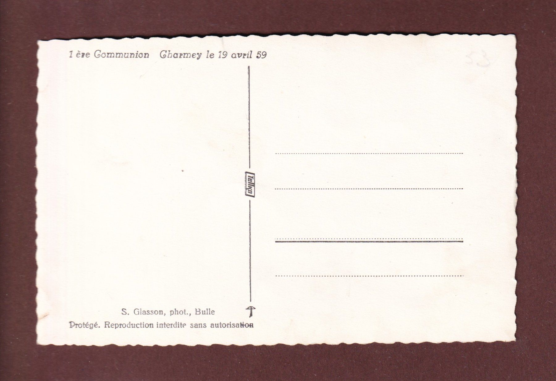 Cartoline postali: CHARMEY - 1ère Communion – Usato da Pully venduto da nicecards 1