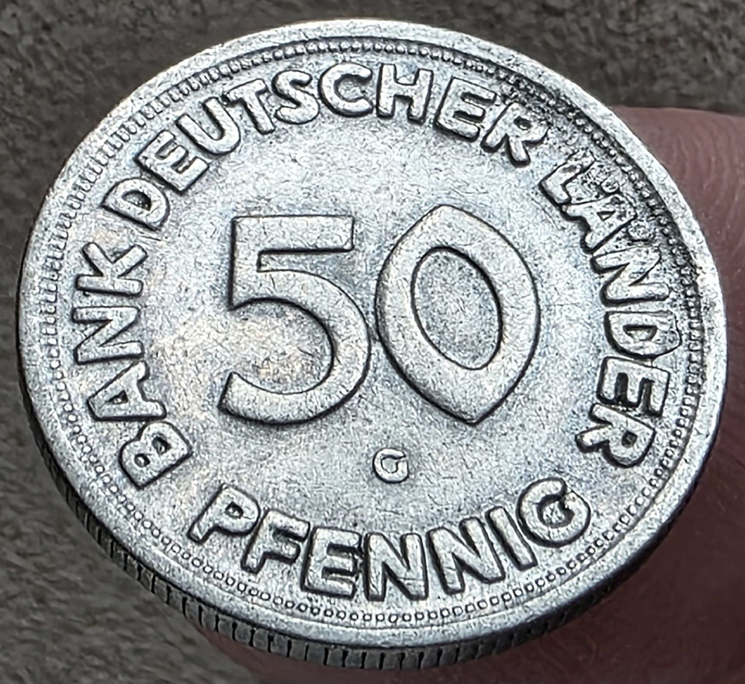 Tutti le monete: DEUTSCHLAND 50 PFENNIG 1949 G – Usato da Winterthur venduto da Creso70 1