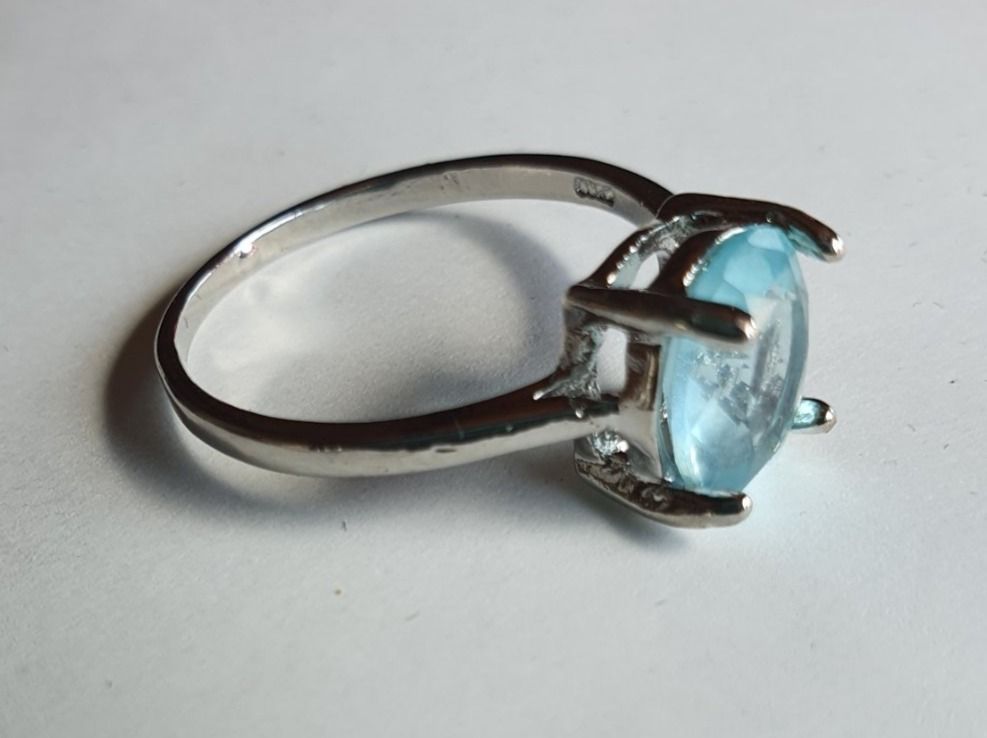 Anelli: Silber Ring mit aquamarin 21mm Durchmesser – Nuovo (secondo la descrizione) da Alpnach Dorf venduto da CristianaVaz 1