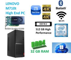 PC Lenovo M710t 32GB 512GB M.2 SSD 1TB  NVIDIA K2200 Win11
