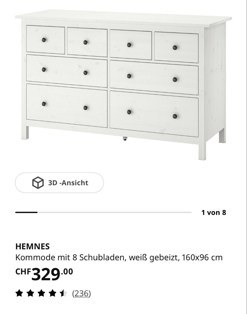 Kommoden: Kommode HEMNES weiss gebeizt – Gebraucht aus Bern von mar_682g 4