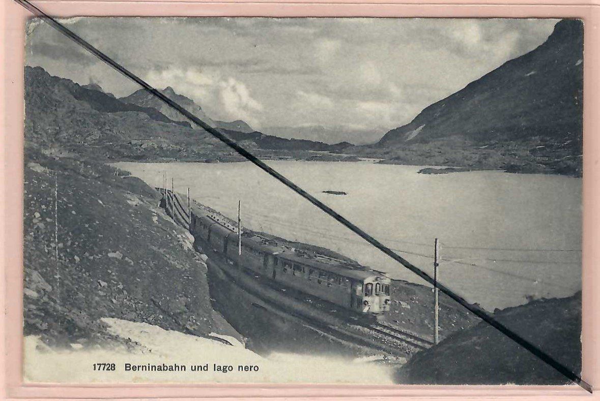 Cartoline postali: Berninabahn. Lago Nero. Personenzug. – Usato da Horw venduto da SwissSteamMemories