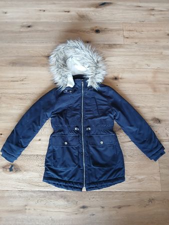 Kinder Winterjacke H&M dunkelblau mit Kapuze Grösse 122